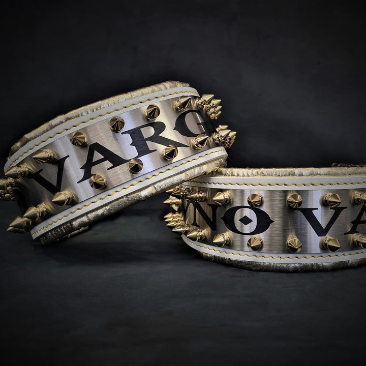 The "Metal" collar White &amp; Gold- personalized!