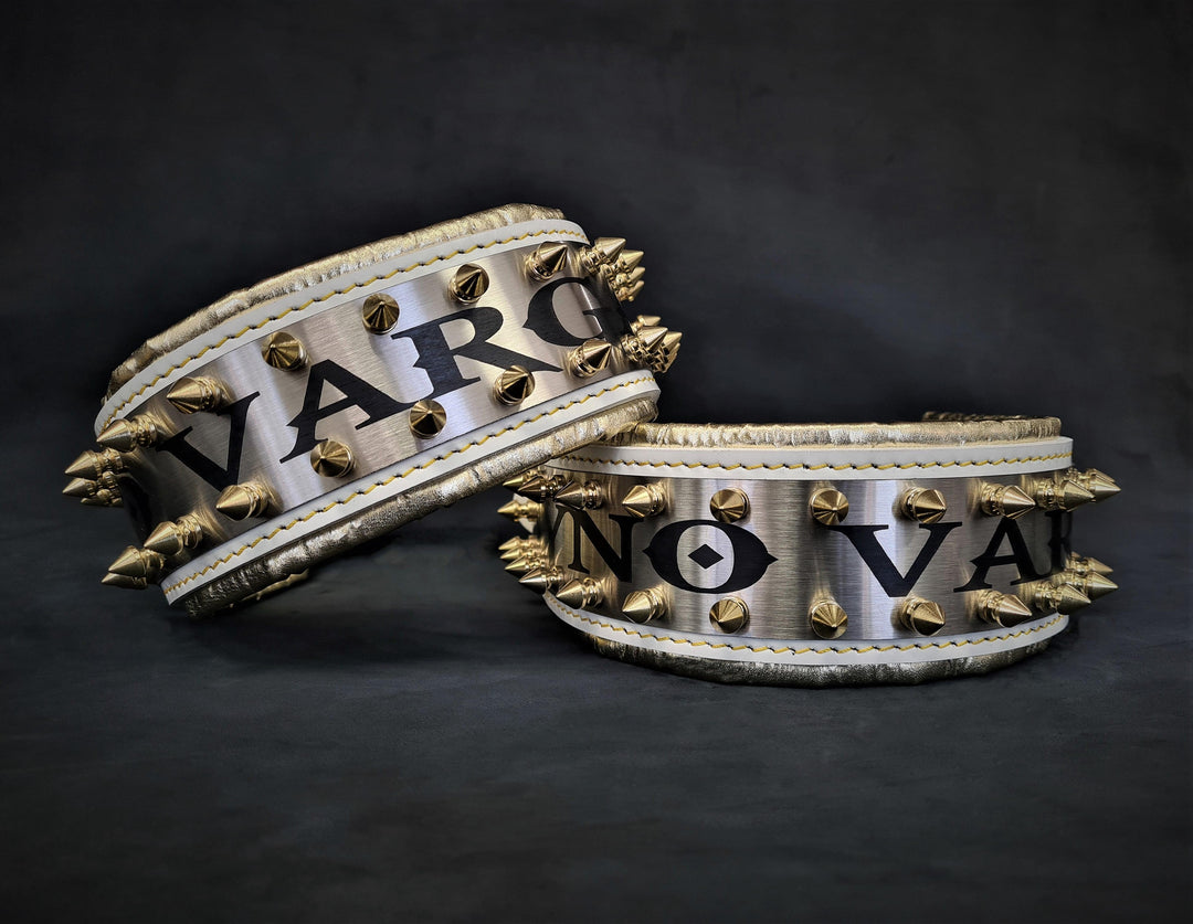 The "Metal" collar White &amp; Gold- personalized!