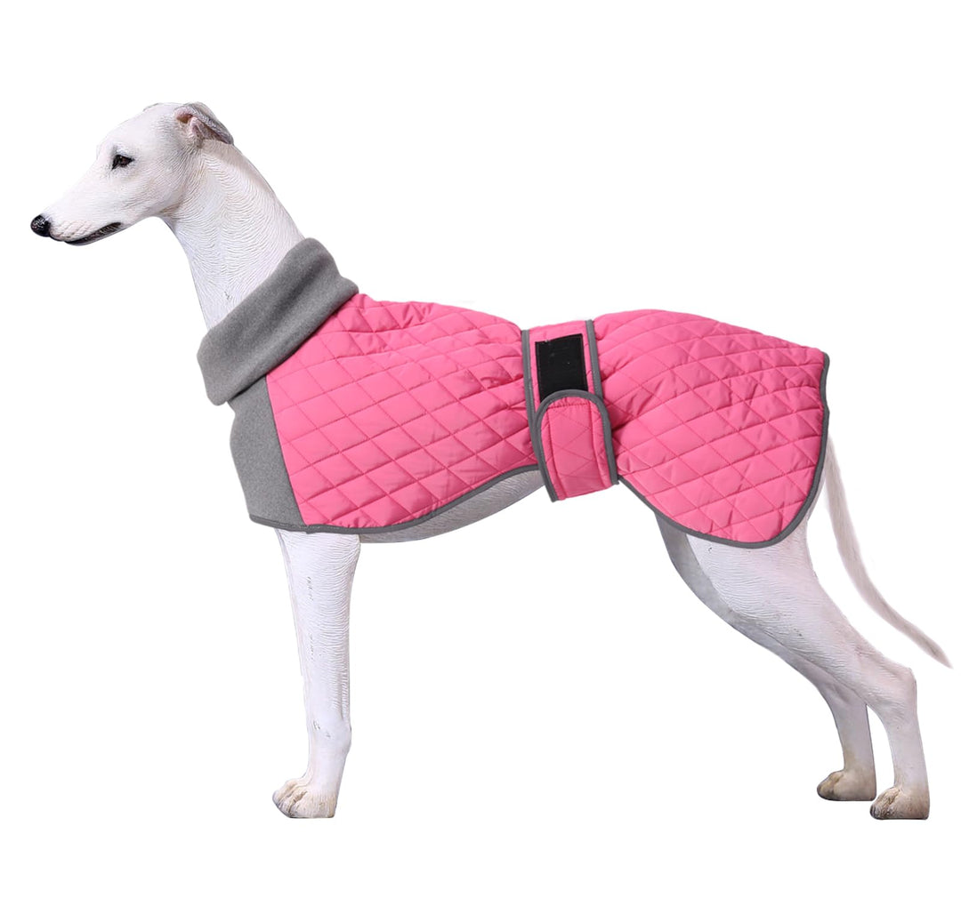 Faihats Italian Greyhound ClothesGreyhound Winter Coat with Warm FleeceWhippet Sweater for Dogs AnxietyMedium Large Dog Pajamas Coats Adjustable Sweaters (Pink Large)