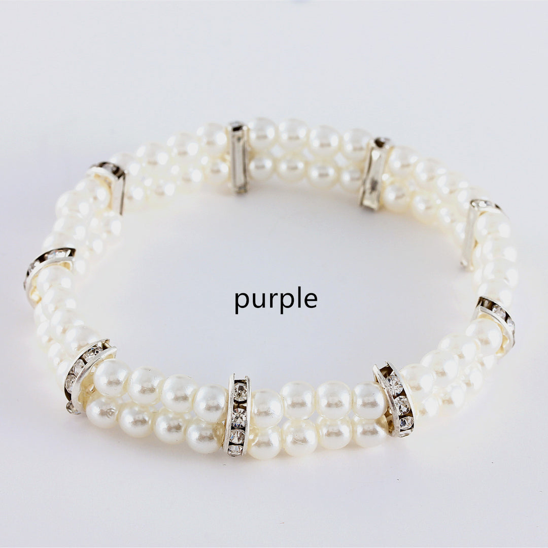 Two Row Pearl Necklace for Pets with Elastic Design