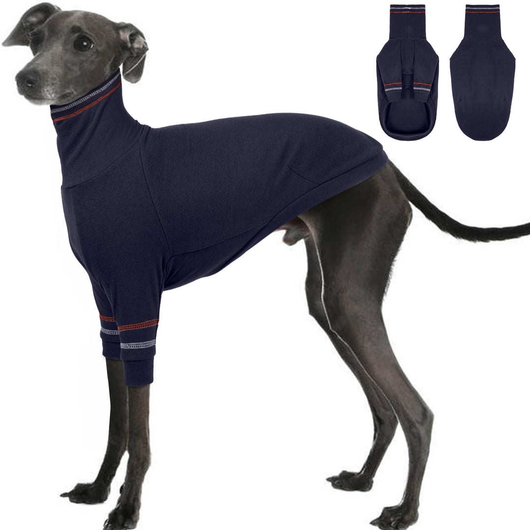 OUOBOB Greyhound Dog Sweater Italian Greyhound Coat for Medium Dogs Whippet Pullover Turtleneck Stretchy Knit Sweatshirt Greyhound Thermal Clothes Pajamas Sighthounds Jumpsuit for Cold Weather M