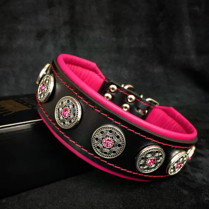 "Bijou" Collar Black &amp; Pink is a stylish and eye-catching dog 