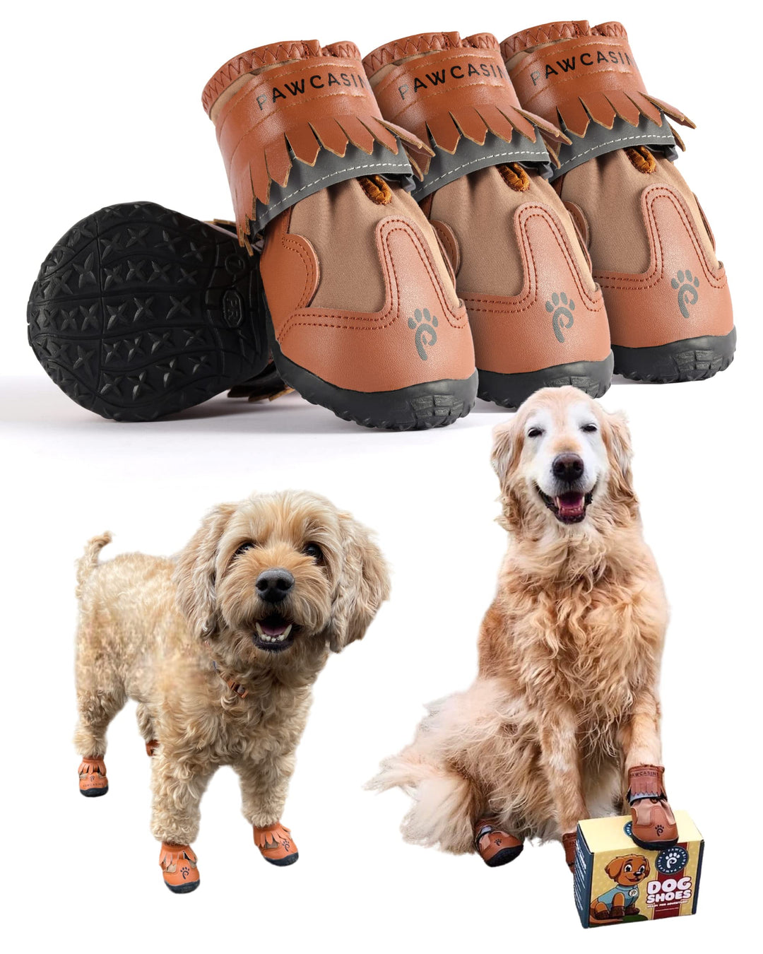 Pawcasins Dog Boots Dog Shoes Dog Booties Dog Boots &amp; Paw Protectors Dog Shoes for Medium Dogs Large Dogs and Small Dogs Dog Snow Boots Dog Rain Boots Dog Booties for Winter Summer Size 5