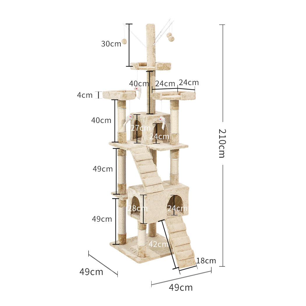 PaWz Cat Tree Scratching Post Scratcher Beige